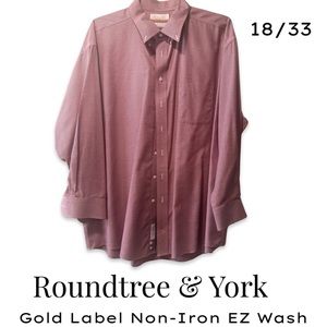 Ⓜ️Roundtree & Yorke Men's Button down -‎ freshly drycleaned - 18/33 EUC like new
